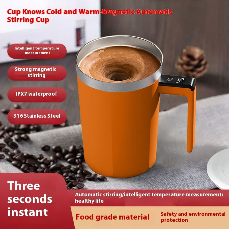 Automatic Stirring Cup With Temperature Display - Orange